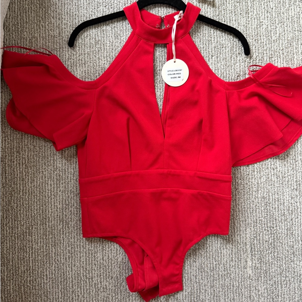 Red Cut Out sleeve bodysuit